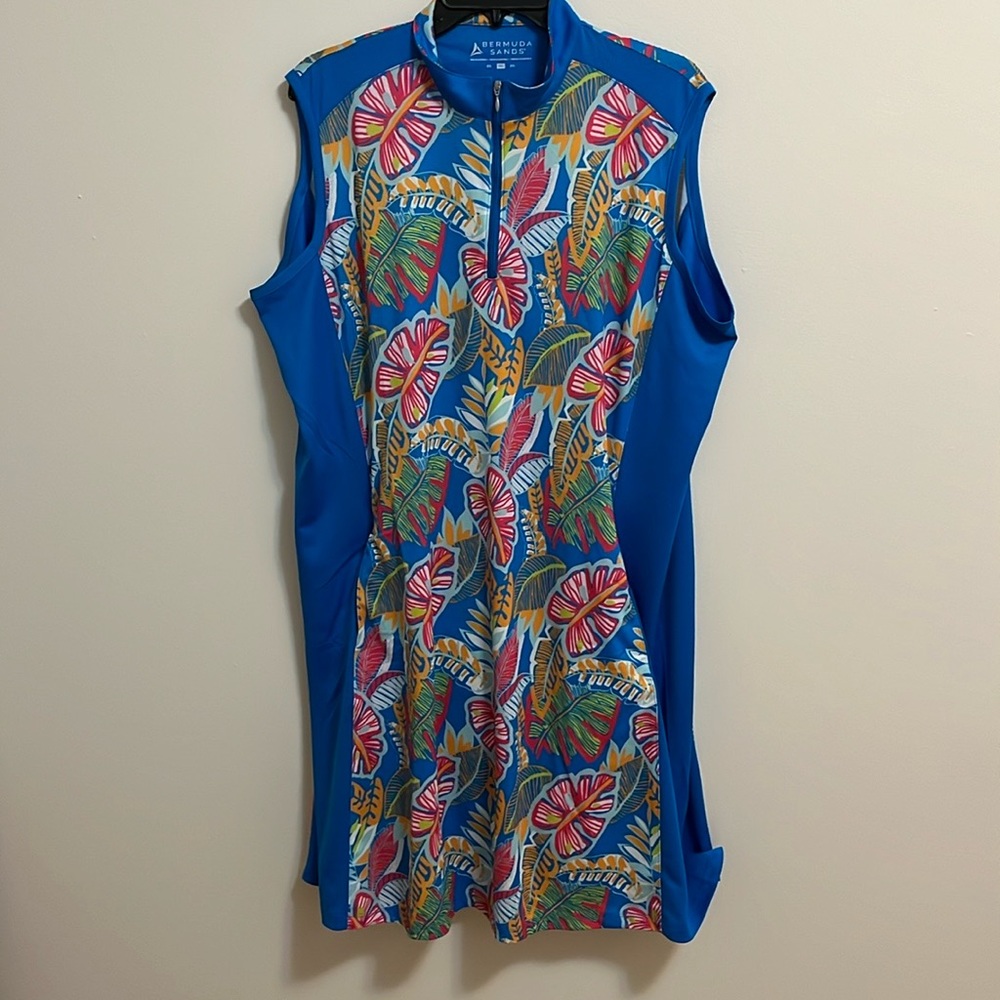 Bermuda Sands dress women’s plus size 2XL Flora Peacock Golf Vacation Resort